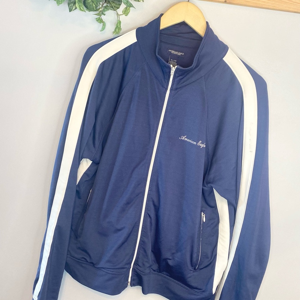Vintage American Eagle Outfitters Navy Blue Coat Sweater Men’s Track Jacket